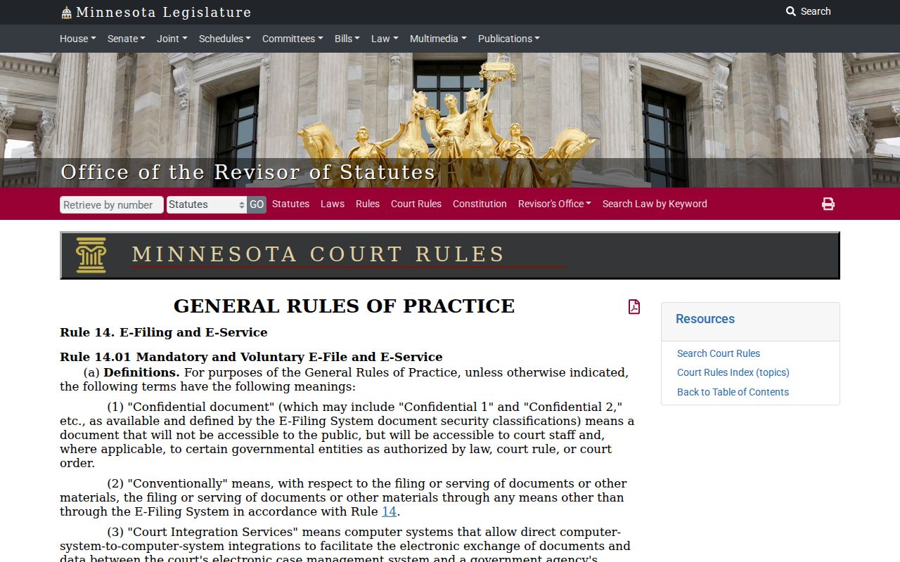 Freeborn County case search electronic filing Rule 14 information