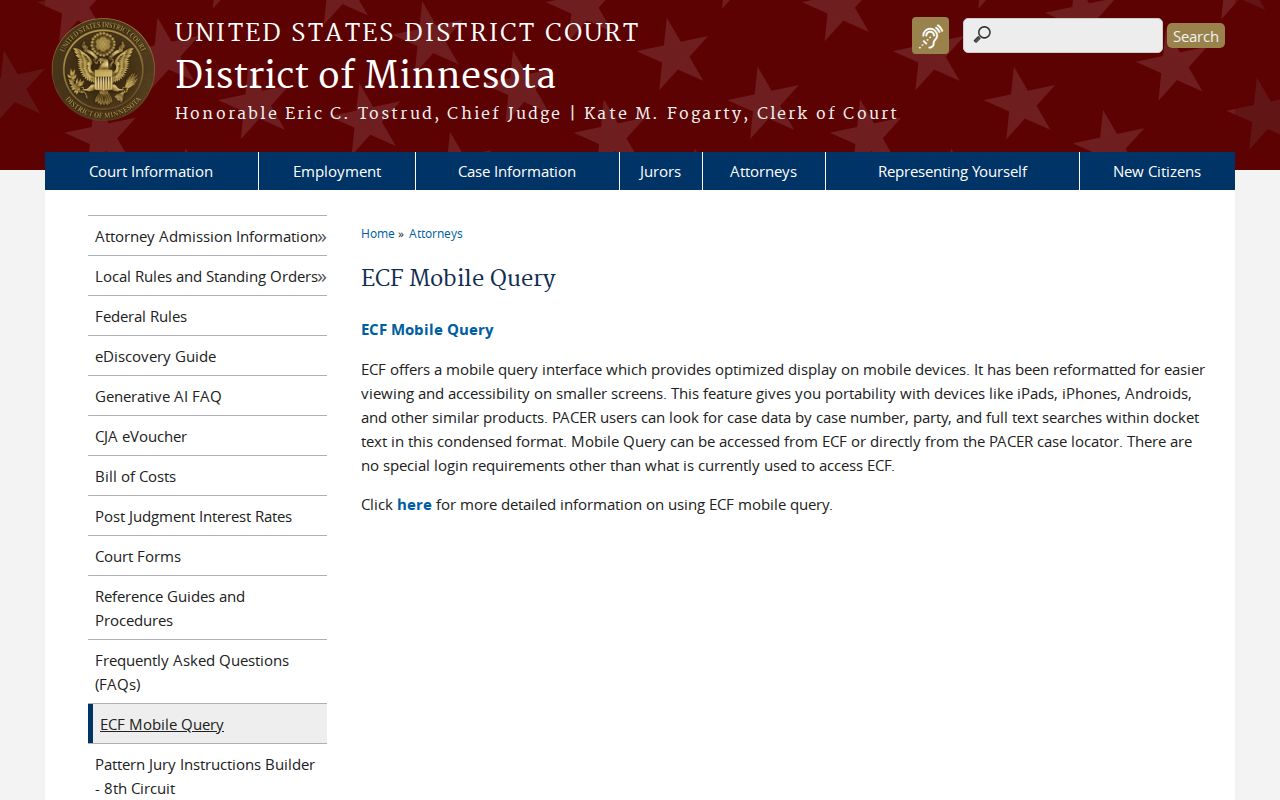 Geneva court records Minnesota federal CM ECF boundary