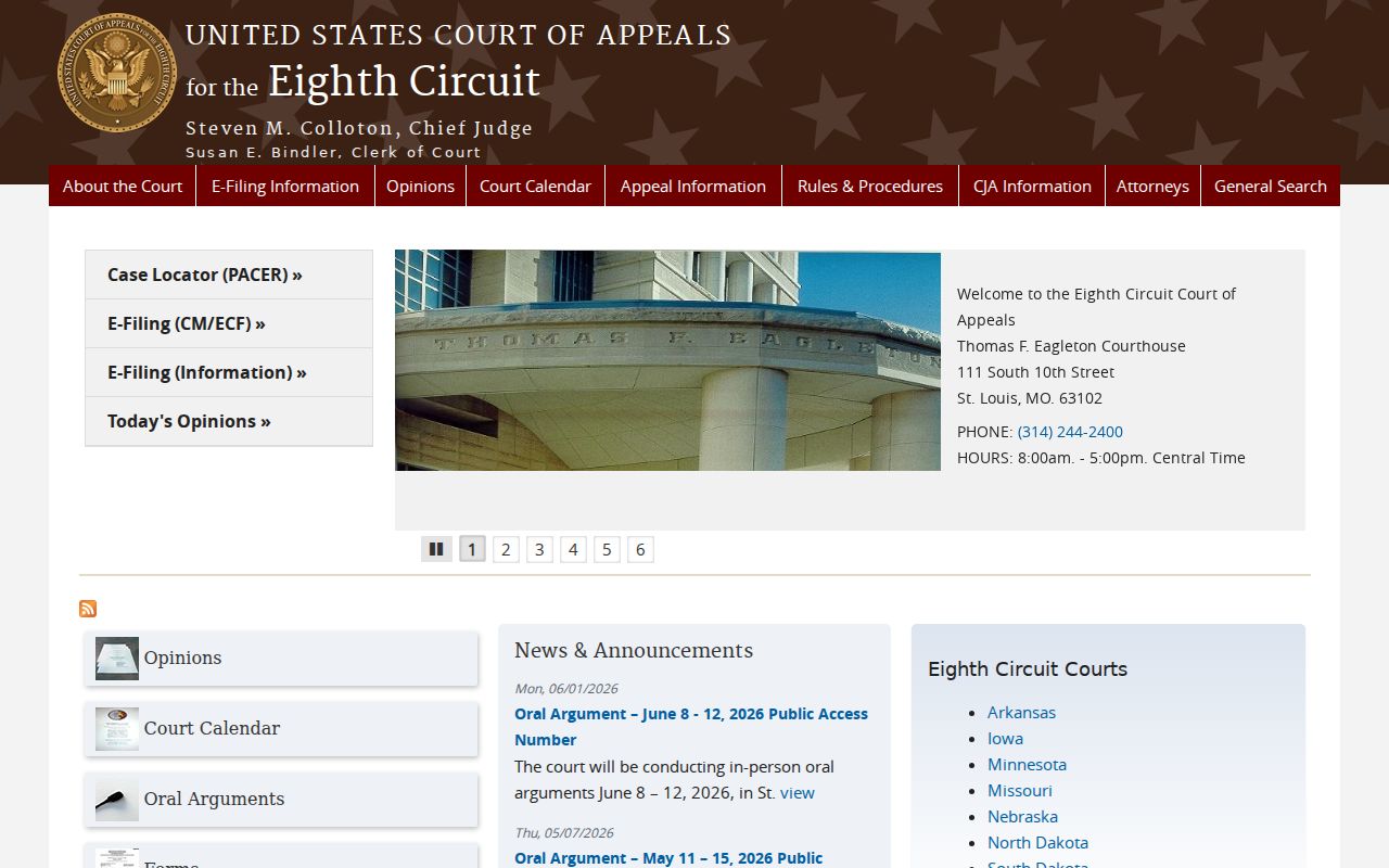 Geneva court records Eighth Circuit appellate court boundary