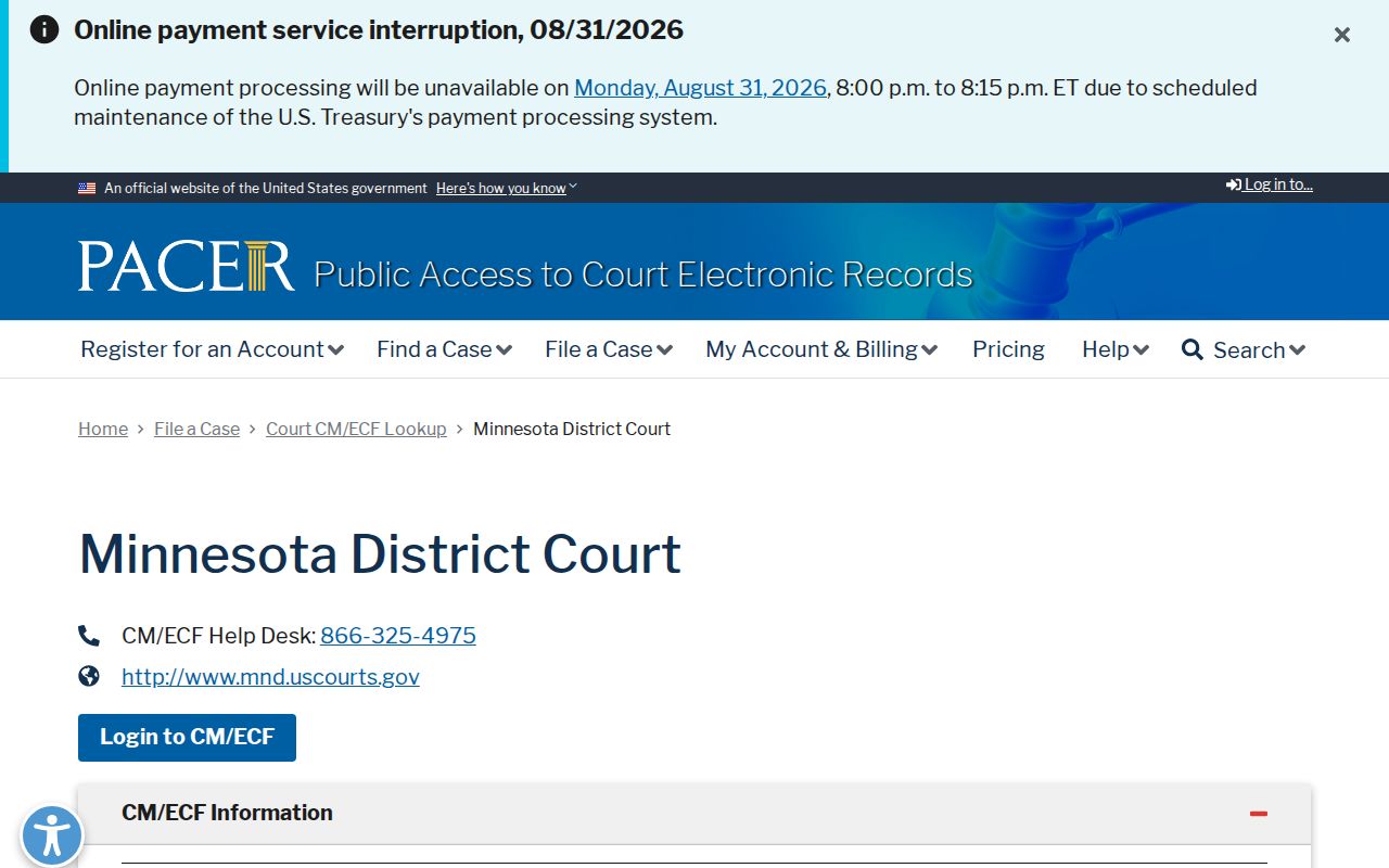 Glenville court records PACER Minnesota federal court lookup