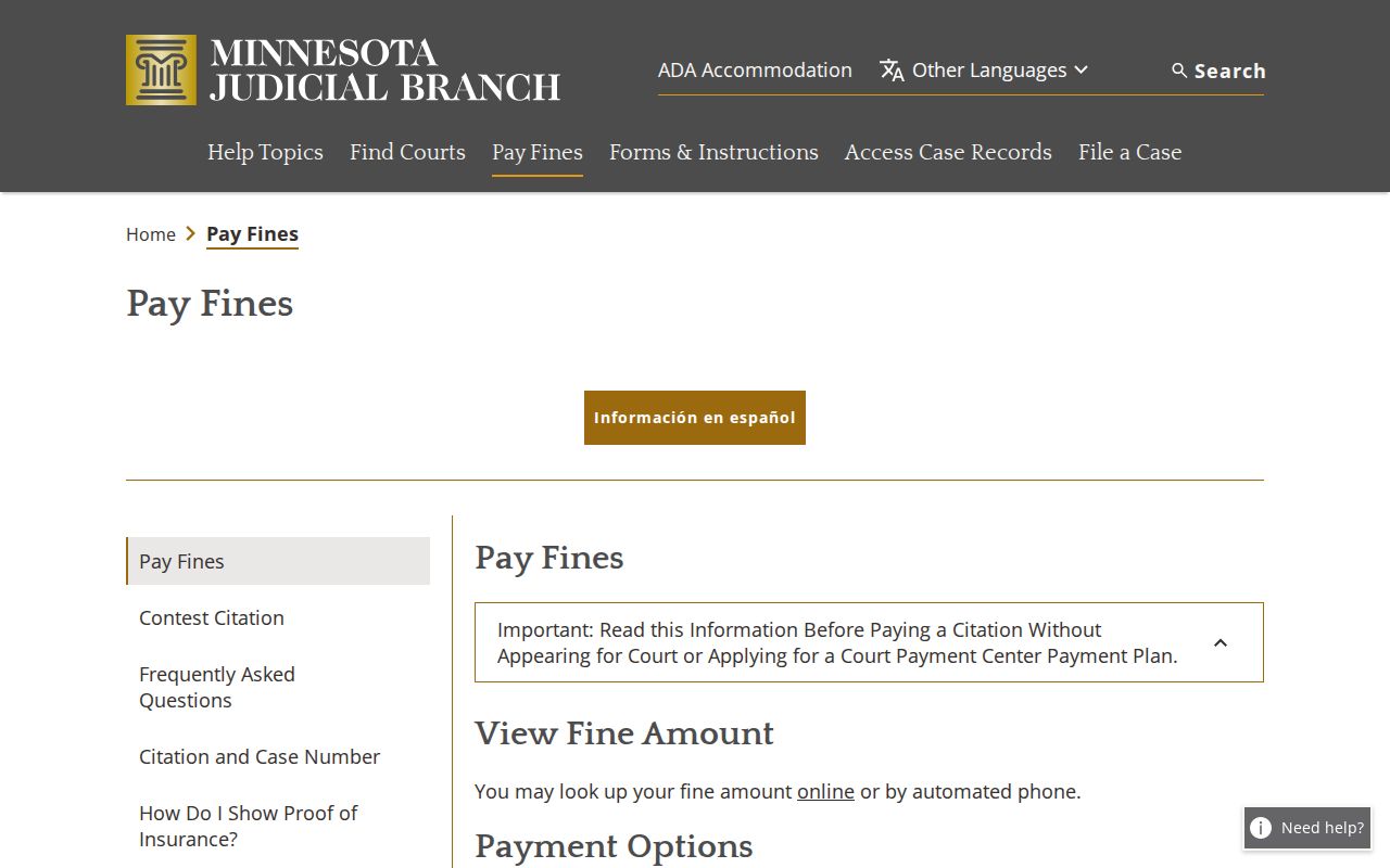 Freeborn County traffic court Pay a Fine instructions